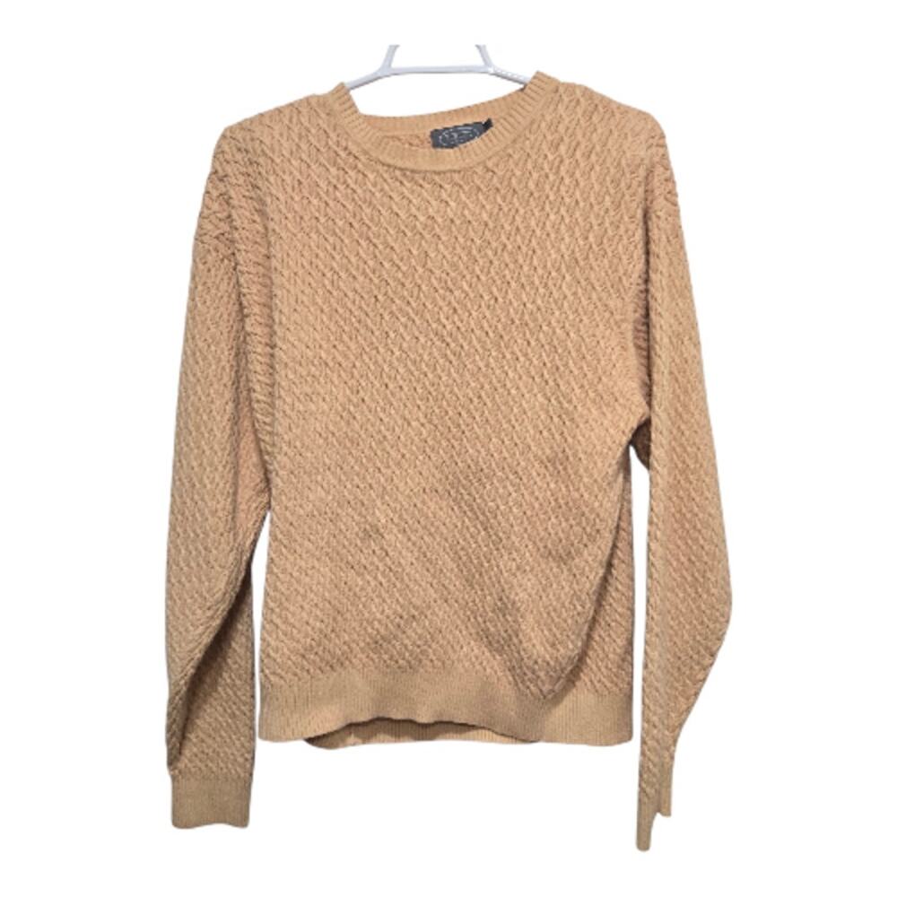 Talbots Men Orange Cable Knit Sweater Size L Cotton Crewneck